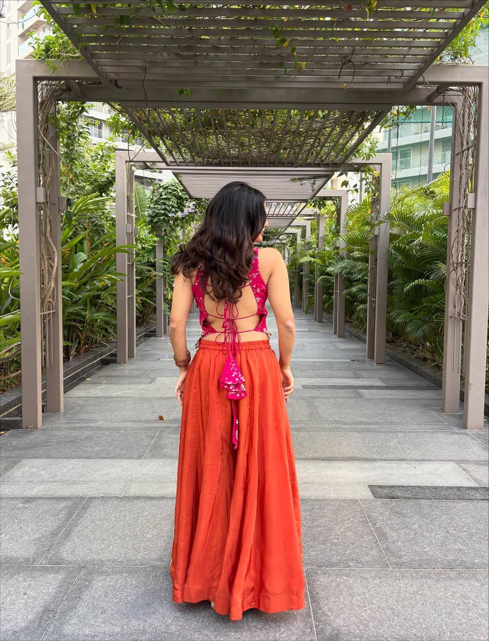 The Sunset Contrast Backless Palazzo Set